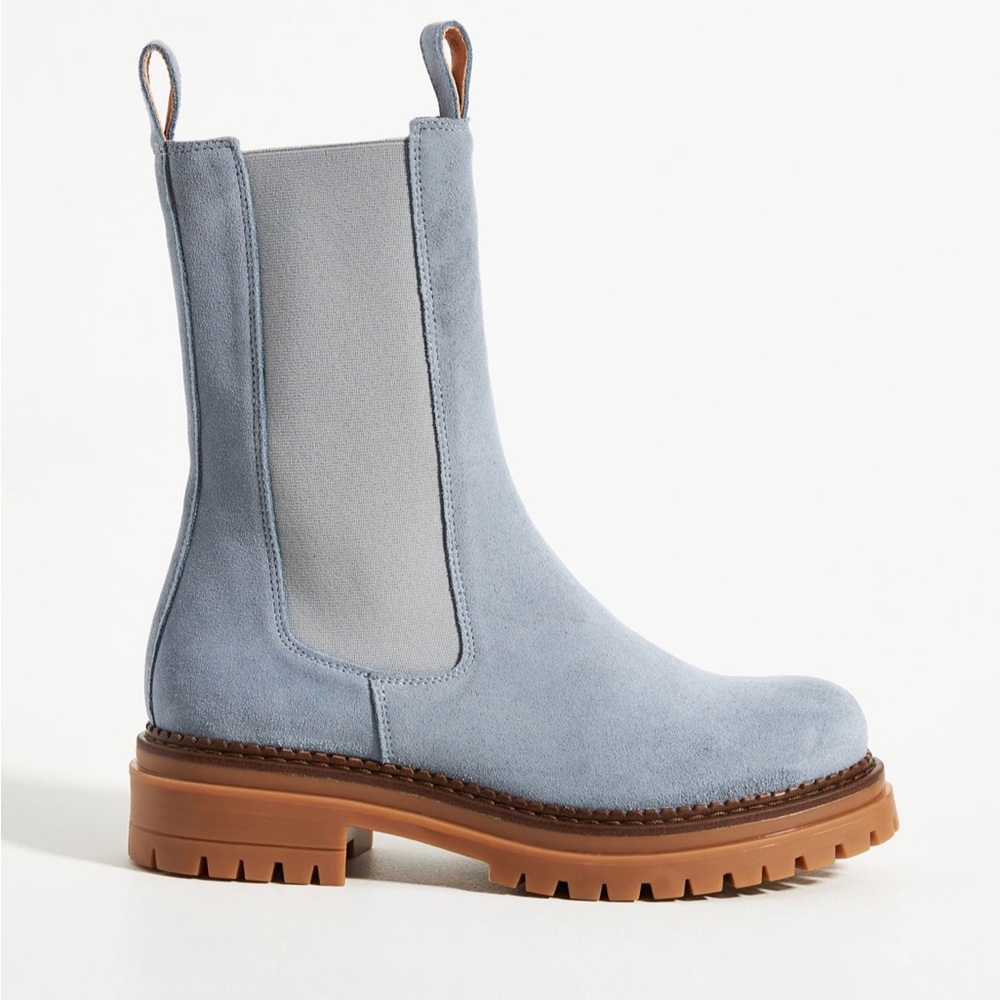Maeve Mid-Calf Platform Light Blue Chelsea Boot